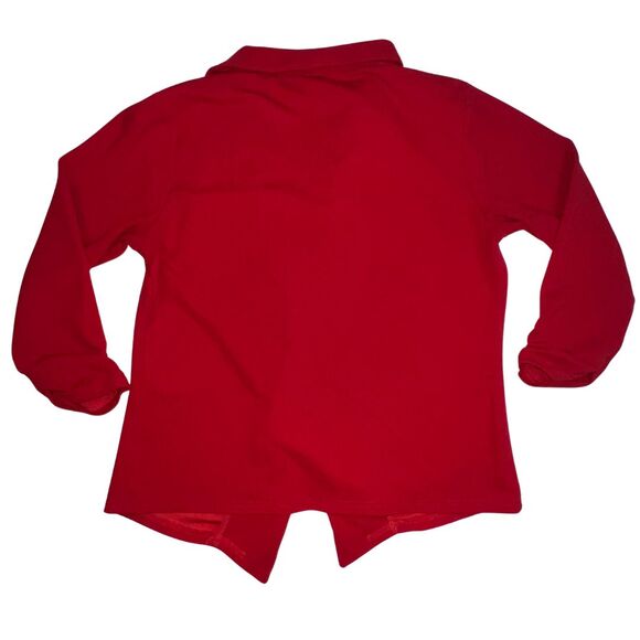 AUQCO Blazer Womens XL Red Tomatogirl Asymmetrical Collared Open Front Jacket - Picture 2 of 11